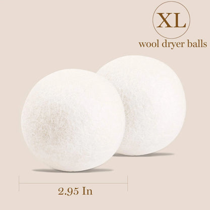 Wool Dryer Balls, 100% New Zealand Wool, 4 Pack XL Organic Dryer Balls Reusable, Reduces Wrinkles