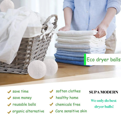 Wool Dryer Balls, 100% New Zealand Wool, 4 Pack XL Organic Dryer Balls Reusable, Reduces Wrinkles