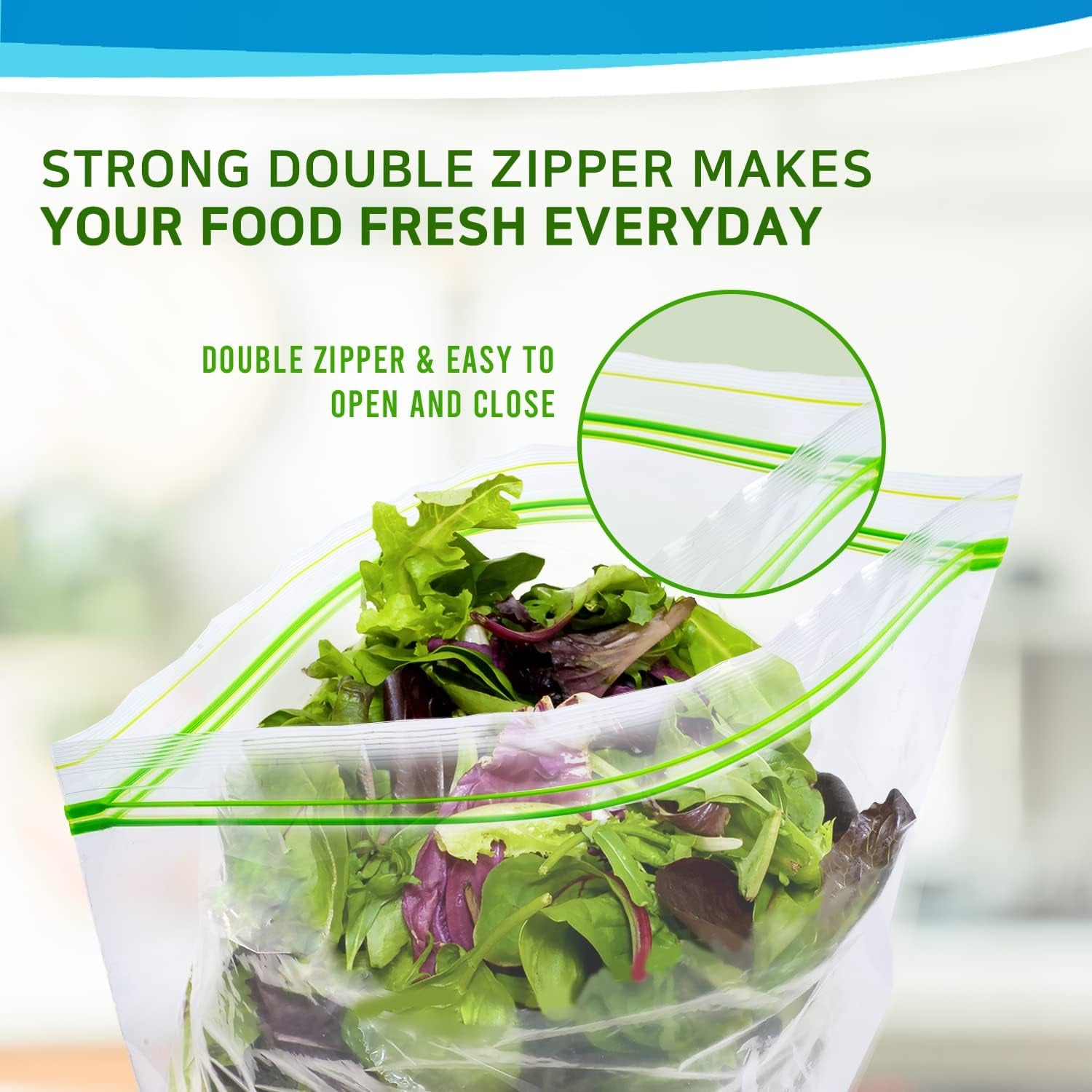 Clean Zipper Bag Medium 90 Bags, LDPE, BPA FREE, Food Storage Bags, Freezer Bags