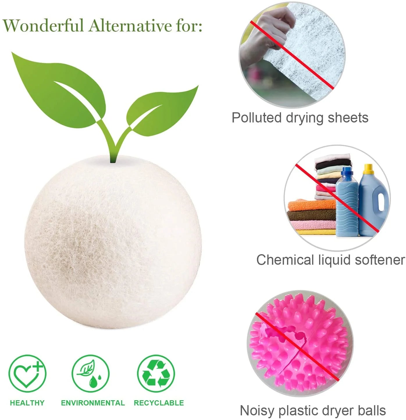 Wool Dryer Balls, 100% New Zealand Wool, 4 Pack XL Organic Dryer Balls Reusable, Reduces Wrinkles