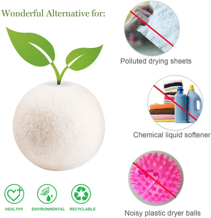 Wool Dryer Balls, 100% New Zealand Wool, 4 Pack XL Organic Dryer Balls Reusable, Reduces Wrinkles
